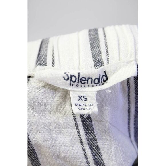 Splendid Womens Striped Print Drawstring Front Slit Slip-On Skirt White Size XS - Picture 4 of 4